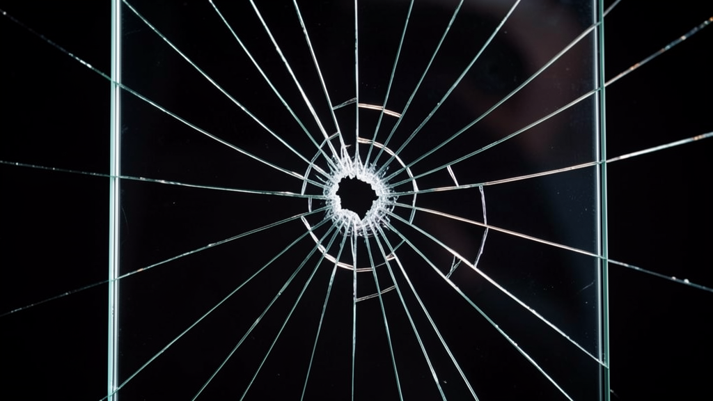 Cracked glass needing repair