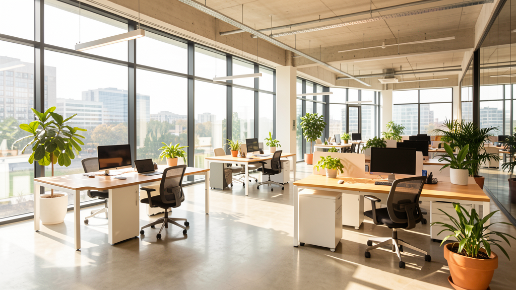 Natural light in a glass office space
