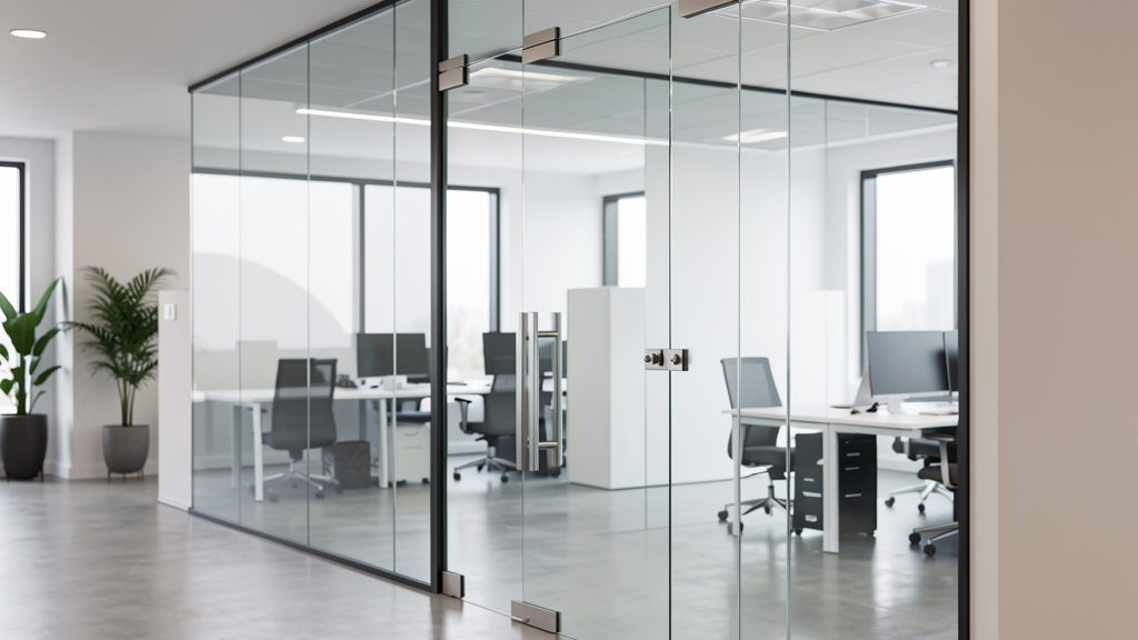 Premium frameless glass door with stainless steel hardware
